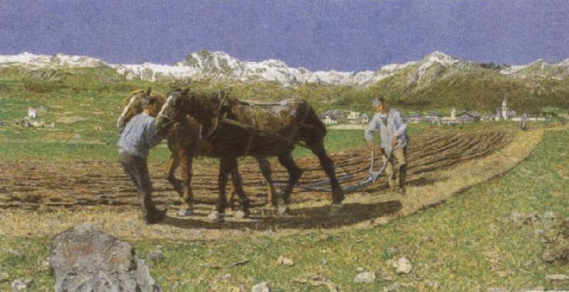 Giovanni Segantini Ploughing oil painting picture